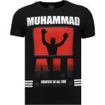 Reduzierte Schwarze Bestickte Kurzärmelige Local Fanatic Muhammad Ali T-Shirts aus Baumwolle Handwäsche für Herren Größe XL 