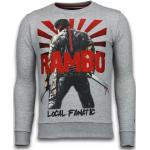 Reduzierte Graue Langärmelige Local Fanatic Rambo Herrensweatshirts aus Baumwolle trocknergeeignet Größe S 