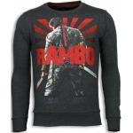 Reduzierte Graue Langärmelige Local Fanatic Rambo Herrensweatshirts aus Baumwolle Größe S 