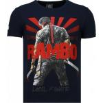 Reduzierte Blaue Oversize Kurzärmelige Local Fanatic Rambo T-Shirts aus Baumwolle Handwäsche für Herren Größe S 