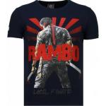 Reduzierte Blaue Oversize Kurzärmelige Local Fanatic Rambo T-Shirts aus Baumwolle Handwäsche für Herren Größe XL 