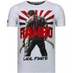 Reduzierte Weiße Bestickte Kurzärmelige Local Fanatic Rambo T-Shirts mit Strass aus Baumwolle für Herren Größe XXL 