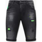 Reduzierte Schwarze Local Fanatic Jeans-Shorts mit Knopf aus Baumwolle für Herren für den für den Sommer 