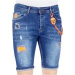 Reduzierte Blaue Local Fanatic Jeans-Shorts mit Knopf aus Baumwolle für Herren für den für den Sommer 