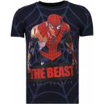 Reduzierte Blaue Oversize Langärmelige Local Fanatic Spiderman T-Shirts aus Baumwolle Handwäsche für Herren Größe M 