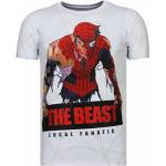Reduzierte Weiße Bestickte Langärmelige Local Fanatic Spiderman T-Shirts mit Strass aus Baumwolle für Herren Größe XXL 