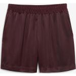 Burgundfarbene Monki Satin-Shorts aus Satin für Damen Größe S 