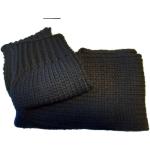 Schwarze Unifarbene Strickschals aus Wolle für Damen Einheitsgröße für den für den Winter 
