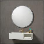 Reduzierte Silberne Runde Badspiegel & Badezimmerspiegel 80 cm beleuchtet 