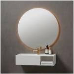 Reduzierte Silberne Runde Badspiegel & Badezimmerspiegel 90 cm beleuchtet 