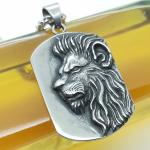 Silberne Antike Dog Tag Ketten mit Löwen-Motiv glänzend für Herren 