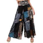 Schwarze Batik Hippie Freizeithosen aus Viskose für Damen Größe XL für Festivals für den für den Sommer 
