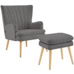 loft24 Sessel »Zandy«, mit Hocker im modernen, Skandinavischen Design, Sitzhöhe 49 cm, grau