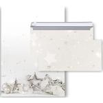 Silbernes Shabby Chic Designpapier mit Weihnachts-Motiv DIN A4, 10 Blatt aus Papier 