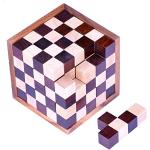 Schach-Würfel 125-3D Puzzle - Denkspiel - Knobelspiel - Geduldspiel - Logikspiel im Holzrahmen