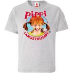 Graue Melierte Logoshirt Pippi Langstrumpf Bio Nachhaltige Kinder T-Shirts aus Baumwolle Größe 164 