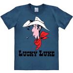 Blaue Kurzärmelige Logoshirt Lucky Luke Luke T-Shirts aus Jersey für Herren Größe M 