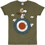 Olivgrüne Kurzärmelige Logoshirt Die Peanuts Snoopy T-Shirts aus Baumwolle für Herren Größe S 