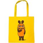 Gelbe Logoshirt Die Sendung mit der Maus Stofftaschen & Jutetaschen mit Maus-Motiv aus Baumwolle für Herren 