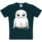 Schwarze Logoshirt Harry Potter Hedwig T-Shirts mit Eulenmotiv aus Baumwolle für Damen 