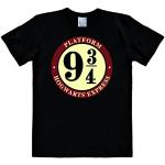 Reduzierte Schwarze Kurzärmelige Logoshirt Harry Potter Hogwarts Express T-Shirts aus Jersey für Herren Größe L 