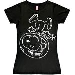 Logoshirt® Peanuts I Snoopy I Astronaut I T-Shirt Print I Damen I kurzärmlig I schwarz I Lizenziertes Originaldesign I Größe M