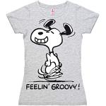 Graue Melierte Vintage Kurzärmelige Logoshirt New Girl Snoopy T-Shirts enganliegend für Damen Größe M 