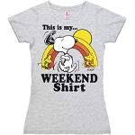 Graue Melierte Vintage Kurzärmelige Logoshirt New Girl Snoopy T-Shirts enganliegend für Damen Größe S 