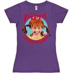 Violette Vintage Kurzärmelige Logoshirt Pippi Langstrumpf T-Shirts aus Jersey enganliegend für Damen Größe M 
