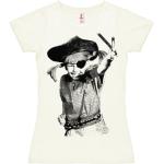 Graue Melierte Kurzärmelige Logoshirt Pippi Langstrumpf T-Shirts aus Jersey enganliegend für Damen Größe S 