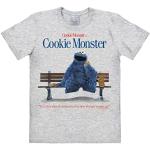 Graue Melierte Vintage Kurzärmelige Logoshirt Sesamstraße Krümelmonster T-Shirts aus Jersey für Herren Größe M 