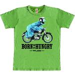 Hellgrüne Kurzärmelige Logoshirt Sesamstraße Krümelmonster T-Shirts mit Motorradmotiv aus Jersey für Herren Größe L 