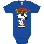 Logoshirt - Snoopy Baby-Body Kurzarm Junge - Peanuts - Snoopy - Superdog Baby Strampler - blau - Lizenziertes Originaldesign, Größe 98-104