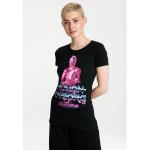 Schwarze Casual Kurzärmelige Logoshirt Star Wars C3PO Rundhals-Ausschnitt T-Shirts aus Baumwolle Handwäsche für Damen Größe XS 