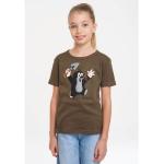 Olivgrüne Kurzärmelige Logoshirt Der kleine Maulwurf Rundhals-Ausschnitt Kinder T-Shirts aus Baumwolle Handwäsche Größe 170 