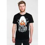 Schwarze Casual Kurzärmelige Logoshirt Looney Tunes Rundhals-Ausschnitt T-Shirts aus Baumwolle Handwäsche für Herren Größe XS 