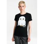 Schwarze Logoshirt Harry Potter Hedwig T-Shirts enganliegend für Damen Größe XS 