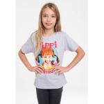 Graue Unifarbene Casual Logoshirt Pippi Langstrumpf Printed Shirts für Kinder & Druck-Shirts für Kinder 