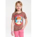 Braune Casual Kurzärmelige Logoshirt Pippi Langstrumpf Rundhals-Ausschnitt Kinder T-Shirts aus Baumwolle Handwäsche Größe 122 
