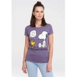 Lila Casual Logoshirt Die Peanuts Snoopy T-Shirts aus Baumwolle für Damen Größe L 