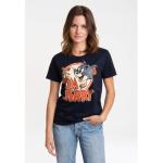 Dunkelblaue Vintage Kurzärmelige Logoshirt Tom und Jerry T-Shirts mit Maus-Motiv für Damen Größe XS 