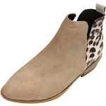 Khakifarbene Animal-Print Vintage Spitze Ankle Boots & Klassische Stiefeletten mit Reißverschluss leicht für Damen Größe 42 für den für den Winter 