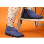 Reduzierte Blaue Slipper in Breitweite aus Denim für Damen Größe 39 