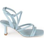 Reduzierte Pastellblaue LOLA CRUZ Damensandalen mit Schnalle aus Leder Größe 36 mit Absatzhöhe 5cm bis 7cm für den für den Sommer 