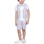 Graue Elegante Kinderanzüge mit Knopf aus Polyester für Jungen Größe 110 für den für den Sommer 