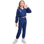 Blaue Hip Hop Jacken und Hosen für Kinder mit Pailletten für Mädchen für den für den Winter 