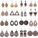 LOLIAS 16 Paar Ethnische Holz Ohrringe für Frauen