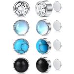 Schwarze Elegante Runde Magnet-Ohrringe mit Zirkon für Herren 