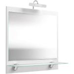 Lomadox Badspiegel »TALONA-02«, Spiegel 70cm weiß mit Milchglas-Ablage mit LED-Beleuchtung, B/H/T ca. : 70/68/17cm