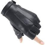 Schwarze Fingerlose Handschuhe & Halbfinger-Handschuhe aus Leder für Herren Größe L für den für den Winter 